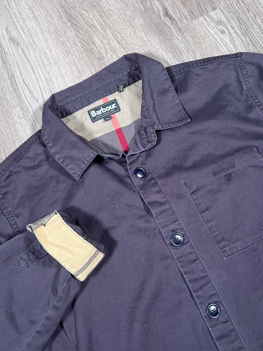 Barbour Overshirt Shacket Jacket Cotton Canvas Chore Utility Black Men's XXL